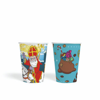 Globos papieren bekers 210ml sinterklaas - 8st.
