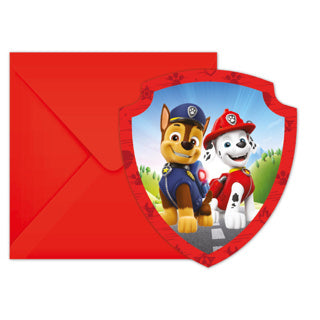 Merkloos sans marque uitnodigingen paw patrol - 6 stuks - daily style