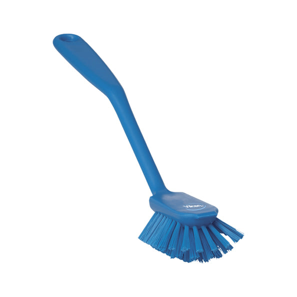 Vikan afwasborstel normaal + schraprand blauw (1 stuk)