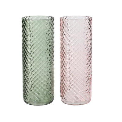 Decoris vaas glas met relief h26.5cm