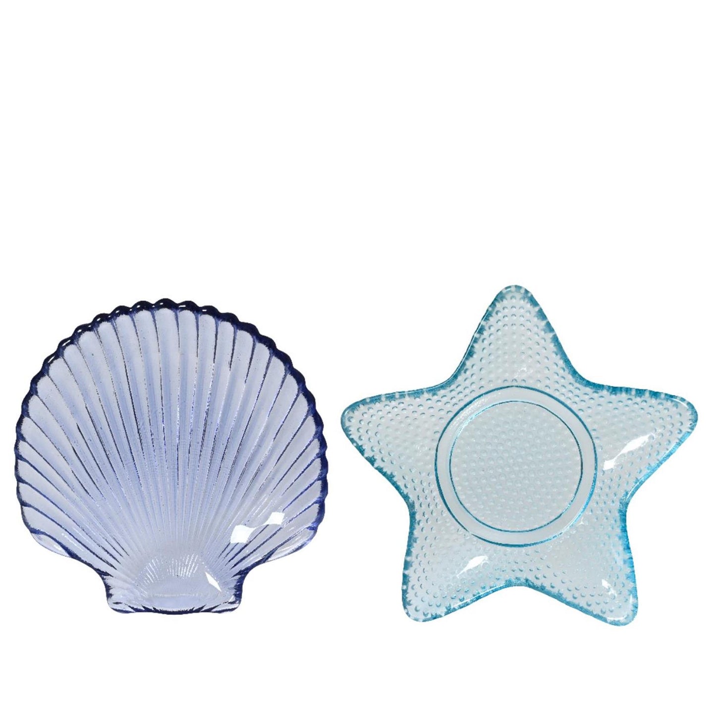 Decoris bord glas ø14cmh2cm schelp of ster blauw