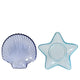 Decoris bord glas ø14cmh2cm schelp of ster blauw