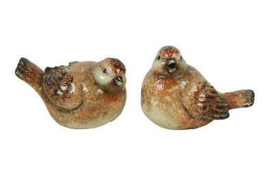 Countryfield beeld vogel jip bruin aardewerk 9,5x6x7cm 2 assorti