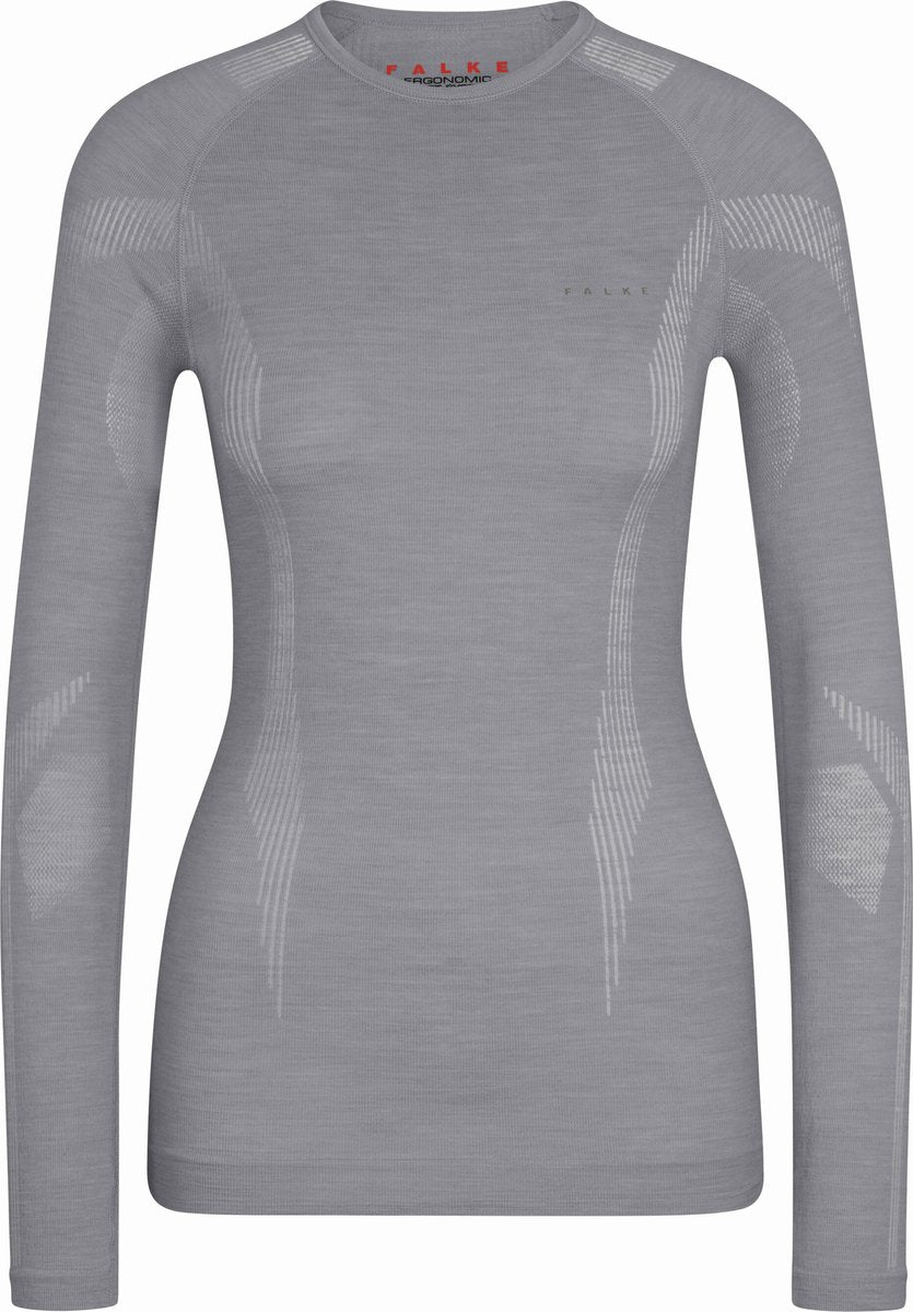 Falke wool-tech longsleeve sneldrogend wol functioneel functioneel shirt met lange mouwen dames grijs - maat xs