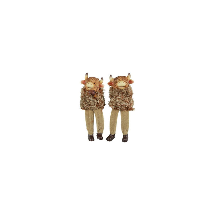 Countryfield beeld schotse hooglander met bungelbenen temmi bruin polystone 7x6x24cm 2 assorti