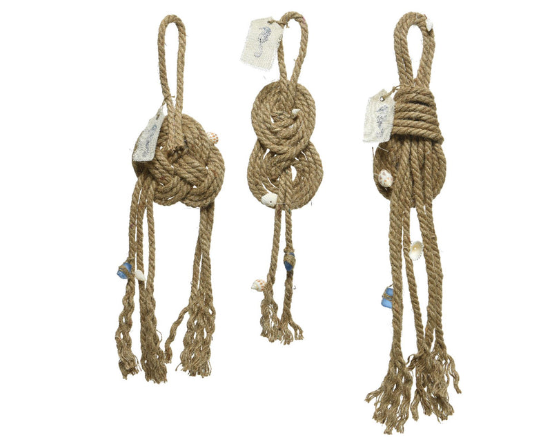 Decoris knoop jute touw met schelp 3x10x50cm
