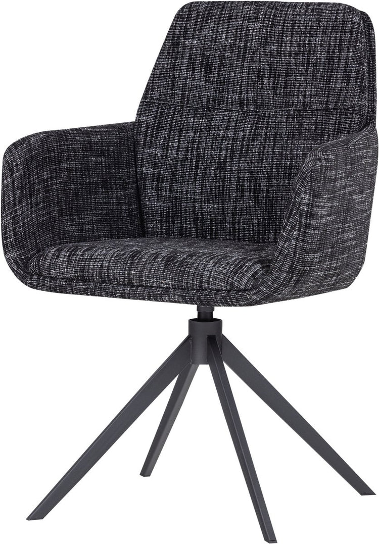Woood grant eetkamerstoel met armleuning - melange - zwart - 88x61x63