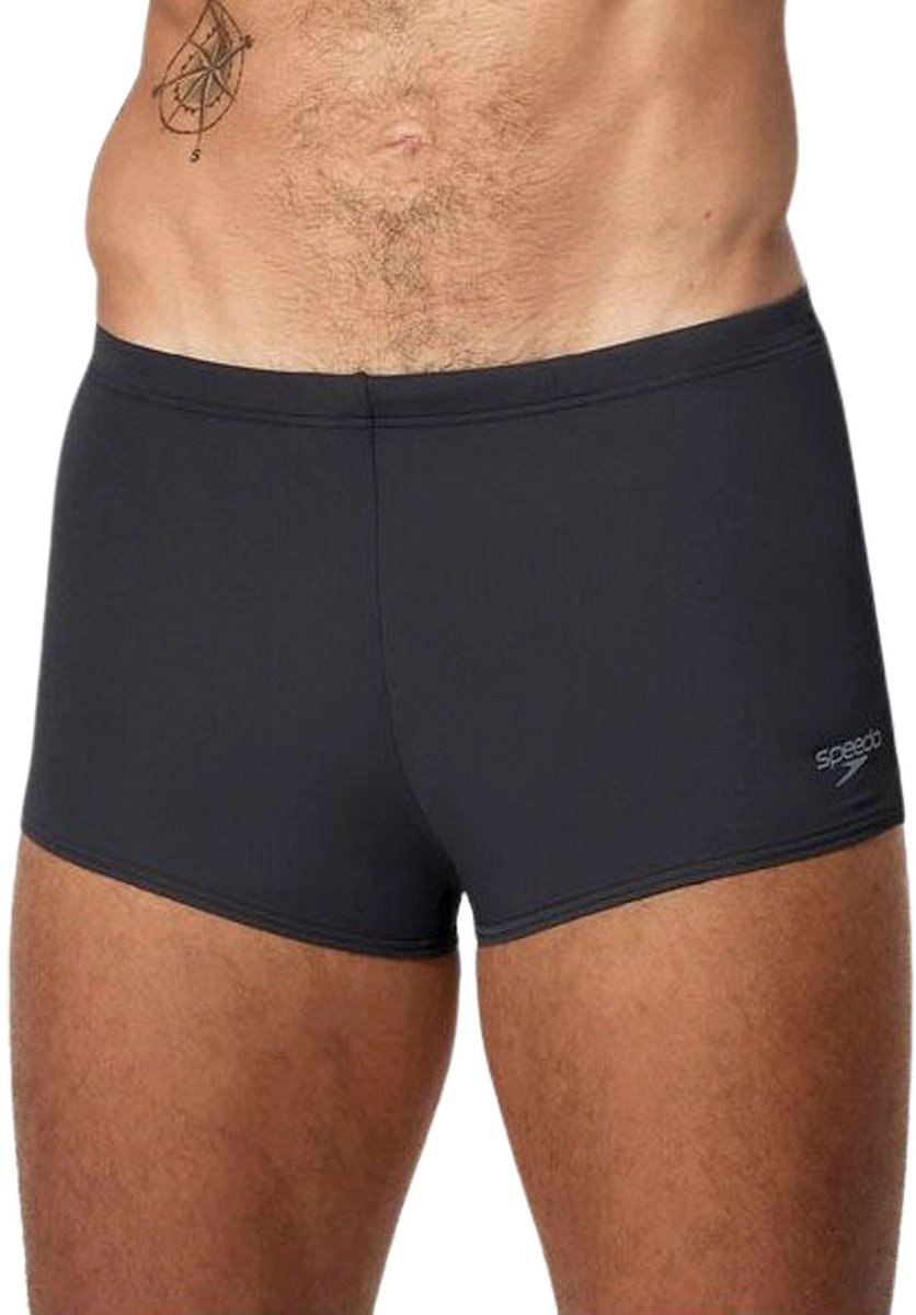 Speedo hyperboom aquashort heren - zwembroek heren - chloorbestendige zwemshort heren - zwemboxer heren met trekkoord - zwart grijs - l
