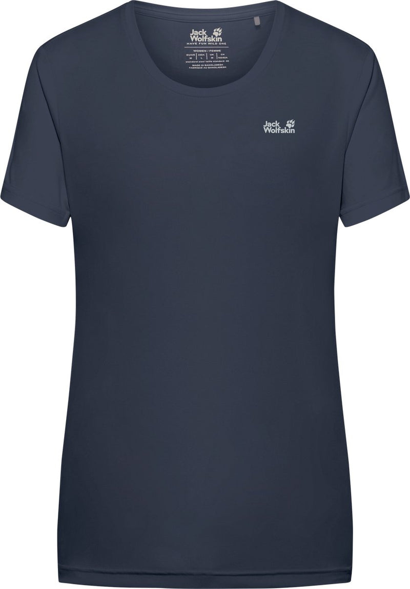 Jack wolfskin tech t-shirt dames - dames korte mouw - midnight sky