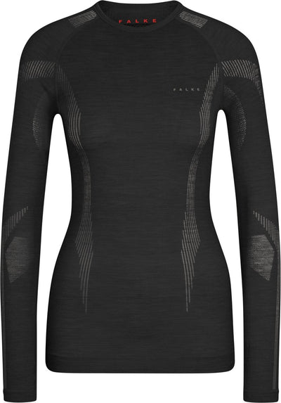 Falke wool-tech longsleeve sneldrogend wol functioneel functioneel shirt met lange mouwen dames zwart - maat m