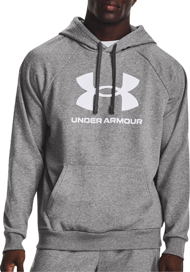 Under armour ua rival fleece logo hd-gry heren sporttrui - castlerock light heather - wit