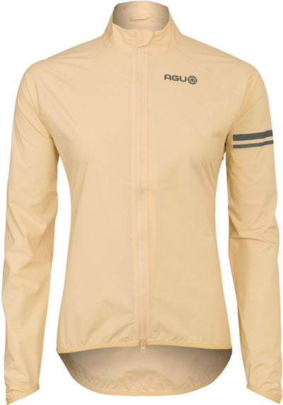 Agu essential - regenjas dames - fietsjack - beige - poray 10.000 - ademend en waterdicht - getapete naden - reflecterend - s
