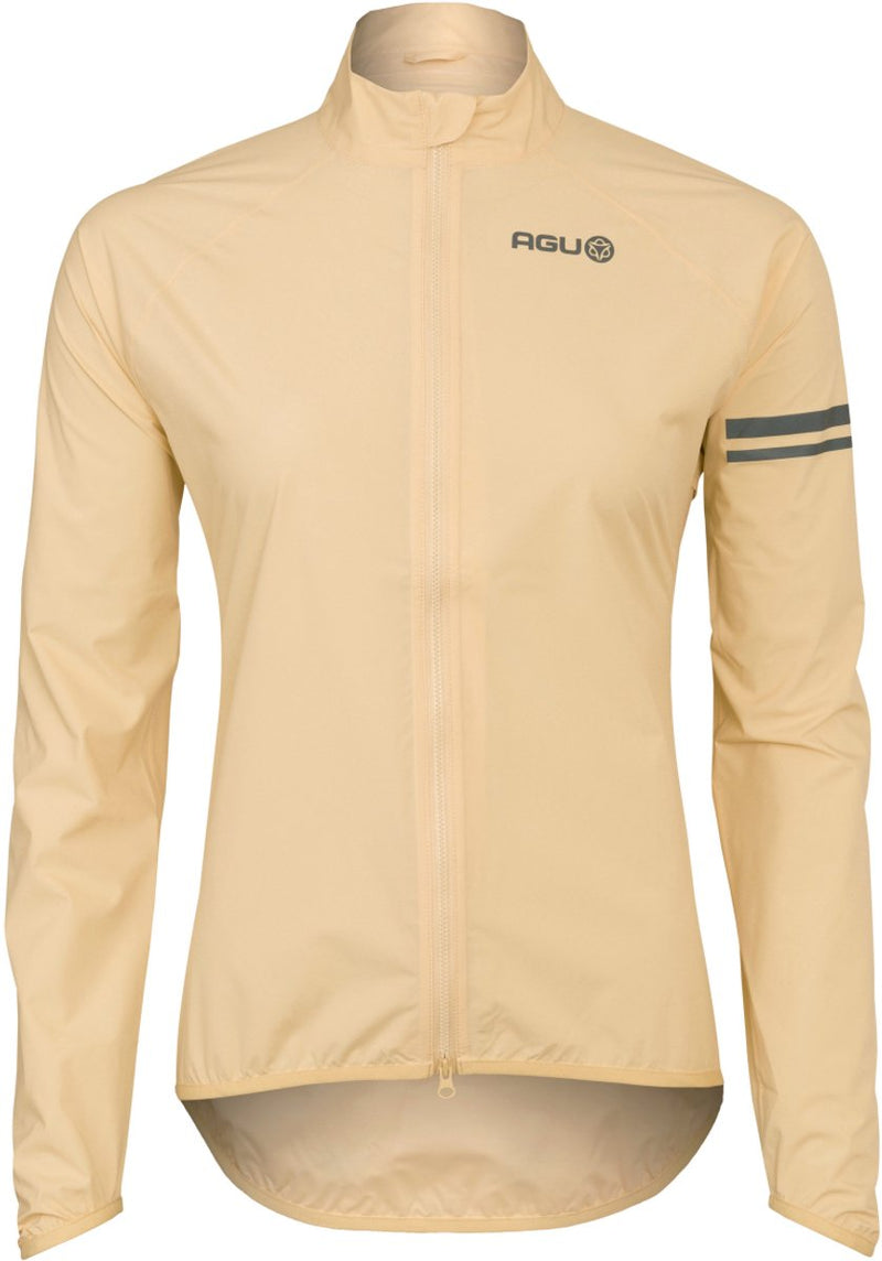 Agu essential - regenjas dames - fietsjack - beige - poray 10.000 - ademend en waterdicht - getapete naden - reflecterend - s