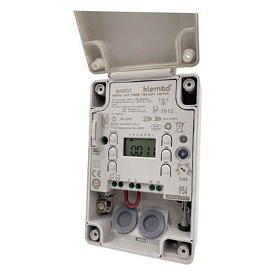 Klemko schemerschakelaar 230v 10a lux instelb.+ tijdklok incl. weekprogr.