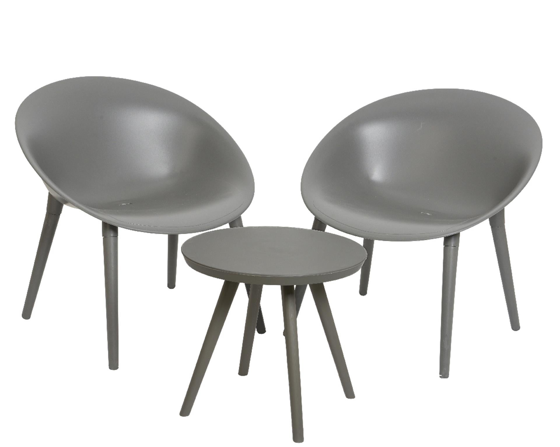 Decoris tuinset marbella kunststof antraciet. 2 stoelen en 1 tafel.