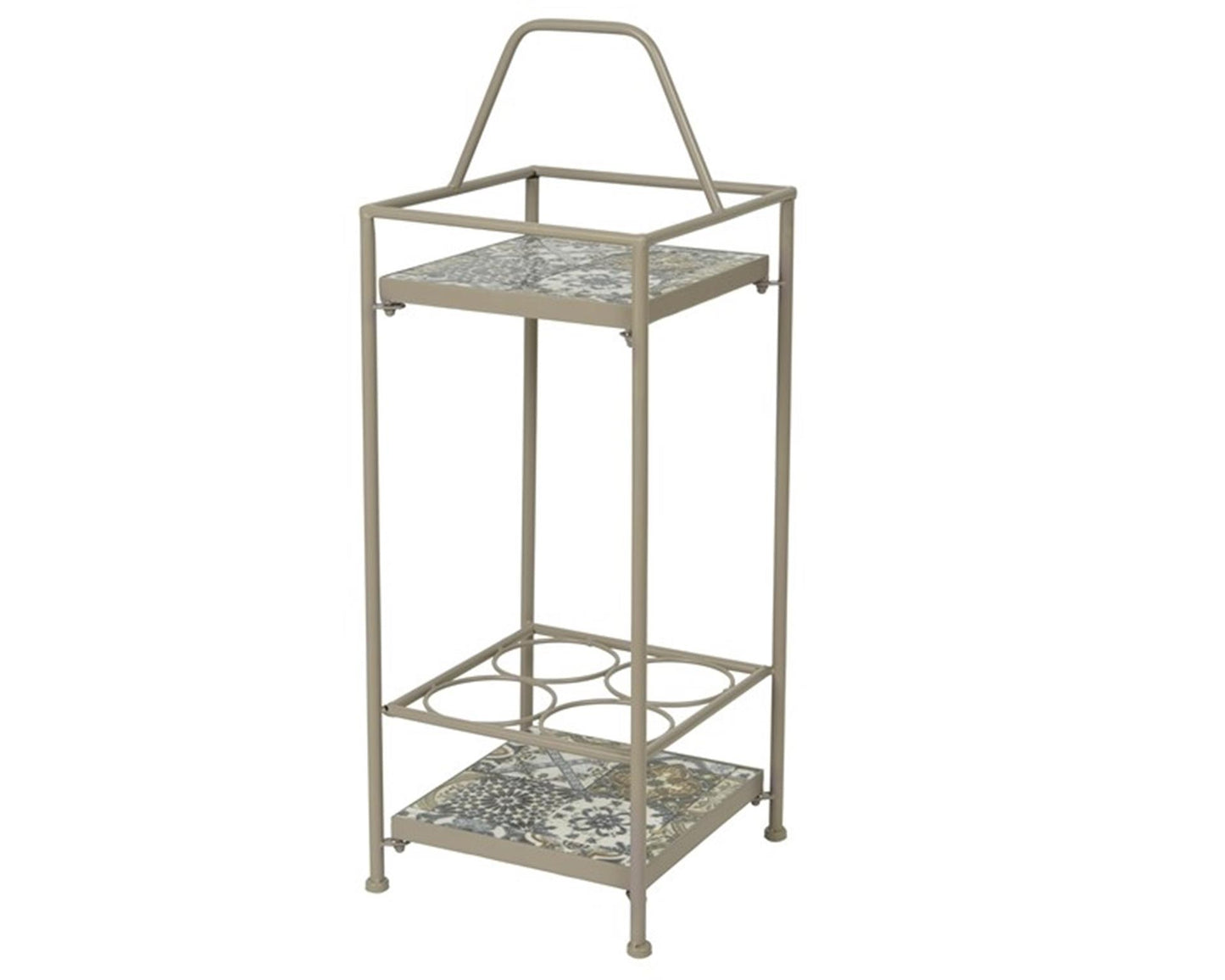 Decoris toulouse buitenwijnrek serveertafel taupe met mozaiek-inleg 28x26x74.5cm