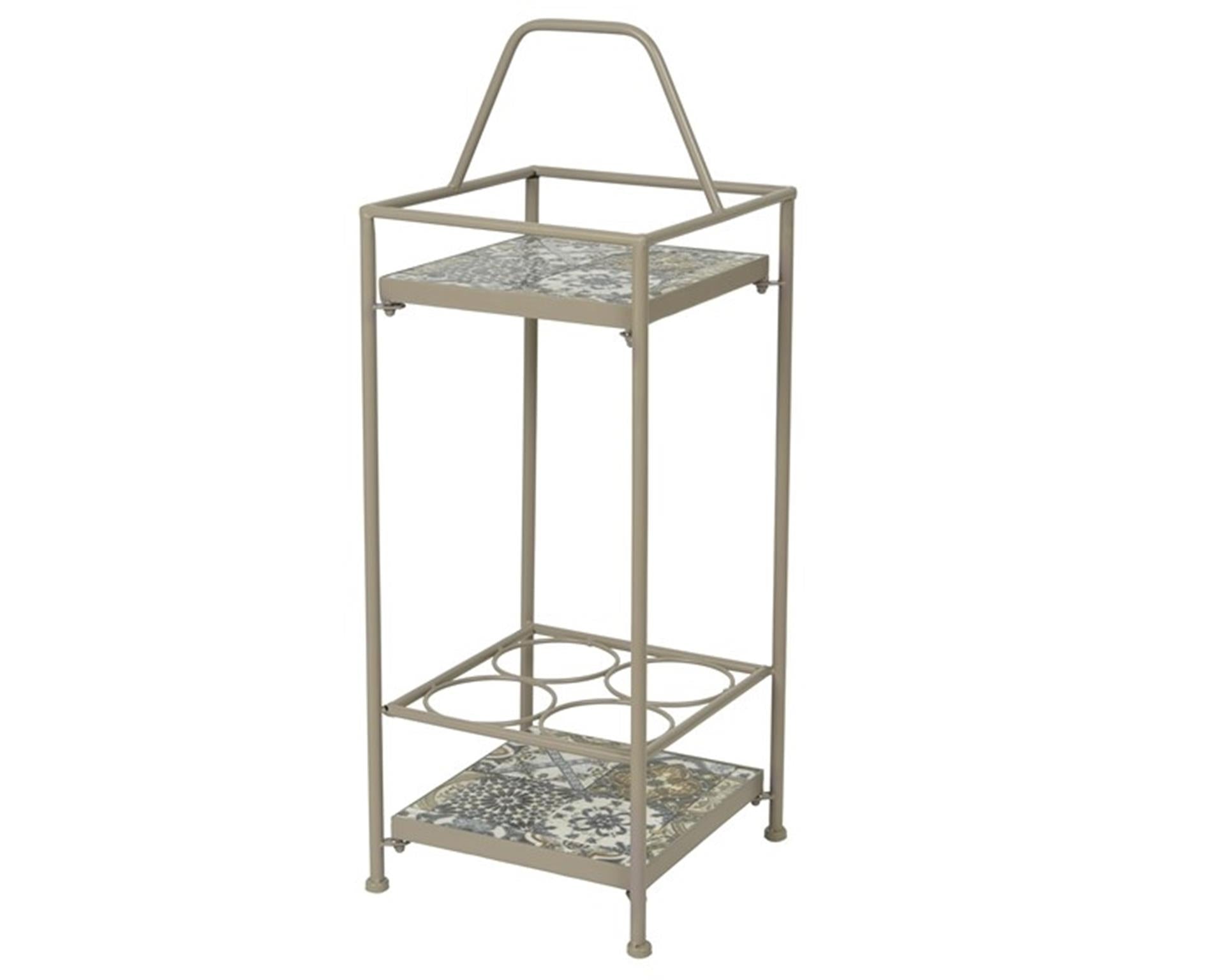 Decoris toulouse buitenwijnrek serveertafel taupe met mozaiek-inleg 28x26x74.5cm