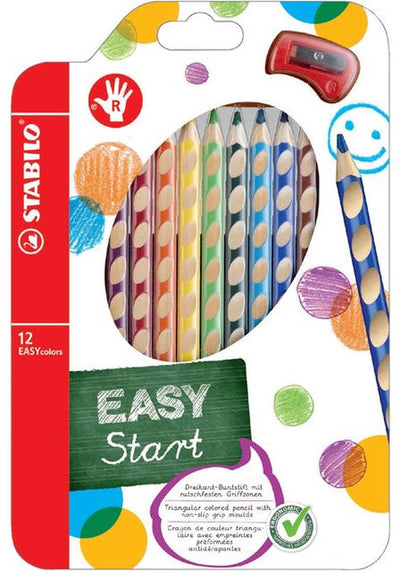 Stabilo kleurpotloden 331 easycolors rechtshandig inclusief puntenslijper assorti etui à 12 stuks