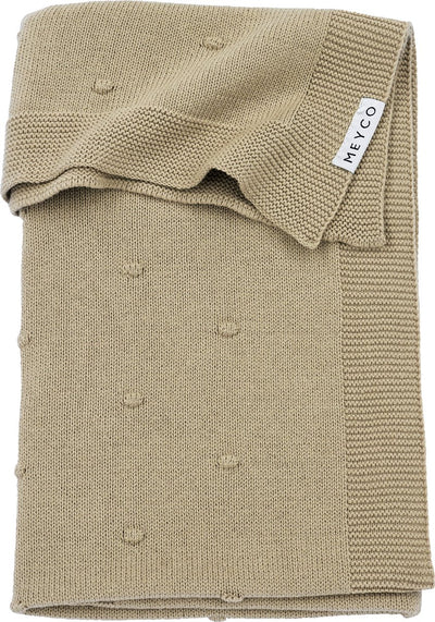 Meyco baby mini knots wiegdeken - sand - 75x100cm - 1.0 tog