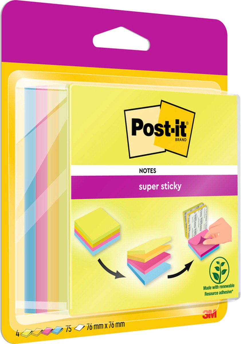 Post-it ss multi note rio 76x76mm bls4