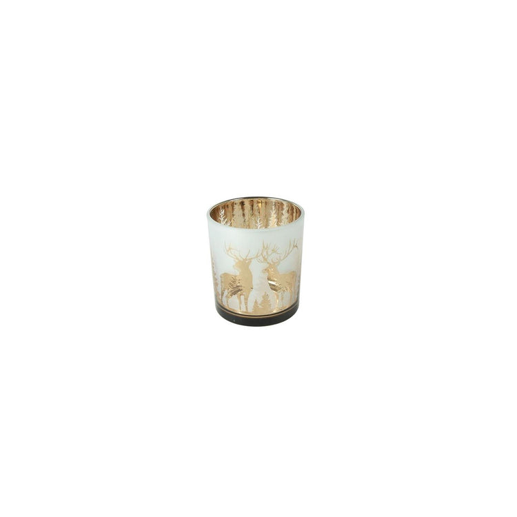 Country field countryfield theelichthouder pines goud glas ø7x8cm