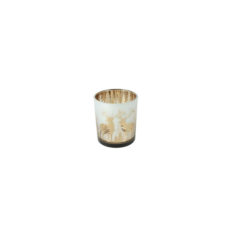Country field countryfield theelichthouder pines goud glas ø7x8cm