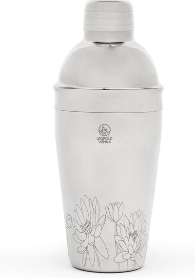 Leopold vienna - cocktail shaker 500ml rvs flowers - shakebeker - met lasergravure