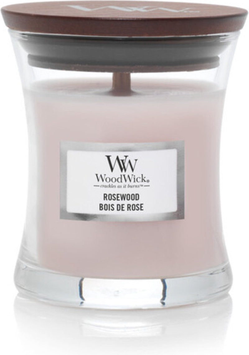 Woodwick geurkaars mini candle - rosewood - 20 branduren - 85gr - 8 cm ø 7 cm