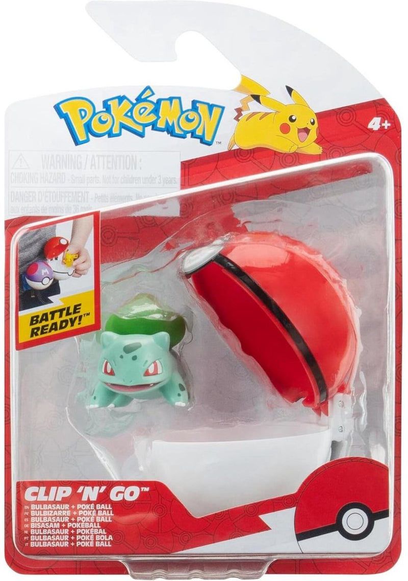 Jazwares pokémon clip'n'go poké balls bulbasaur #1 poké ball mini-figuur