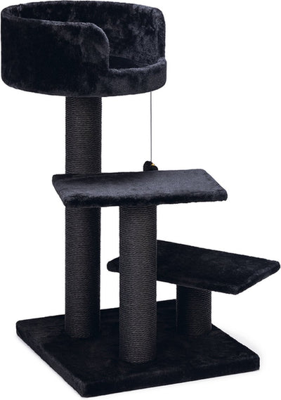 Beeztees krabpaal serpa figo - incl touw met balletje - 3 ligplekken - zwart - 50x50x92 cm