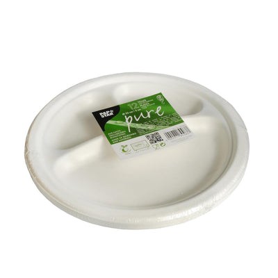 Papstar 12 borden suikerriet pure 3-vaks ø23cm