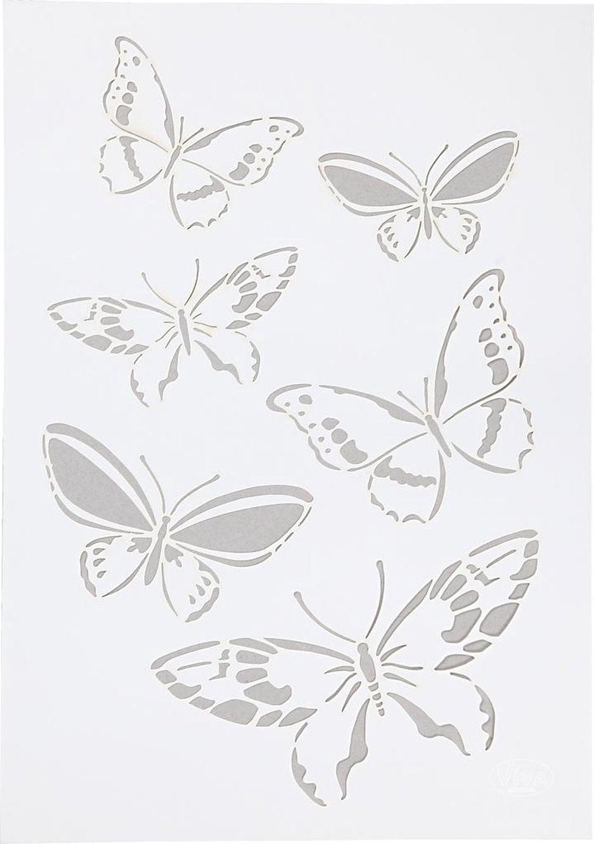 Viva decor flexibel sjabloon vlinders – decoratie sjabloon – diy stencil voor knutselen en scrapbooking – a4