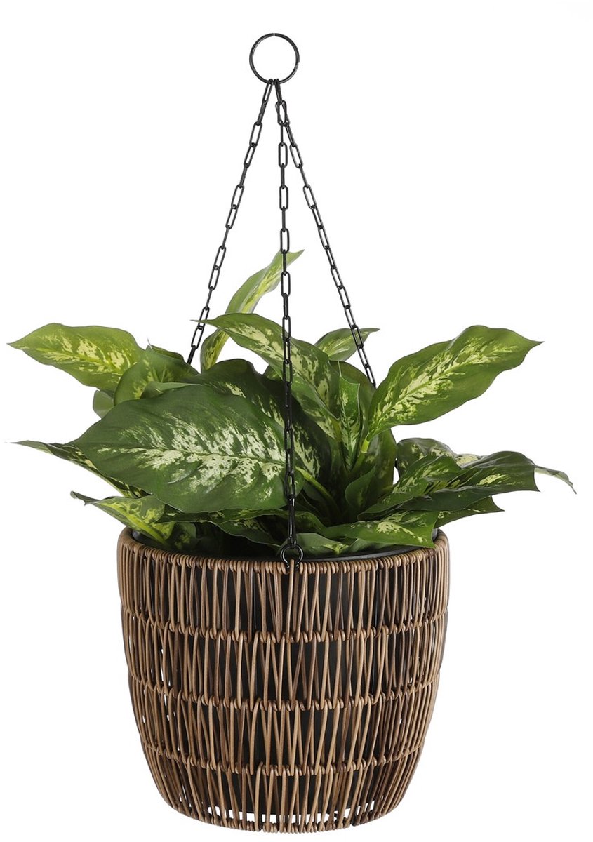 Mica decorations dieffenbachia kunstplant in bloempot stan - h40 x ø30 cm - groen