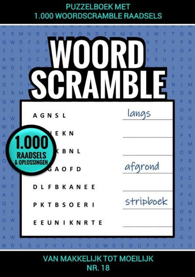 Merkloos sans marque puzzelboek met 1.000 woord scramble raadsels - nr. 18
