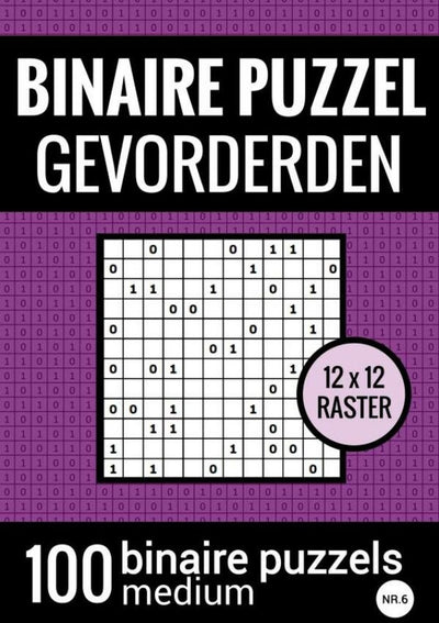 Merkloos sans marque binaire puzzel medium voor gevorderden - puzzelboek met 100 binairo's - nr.6
