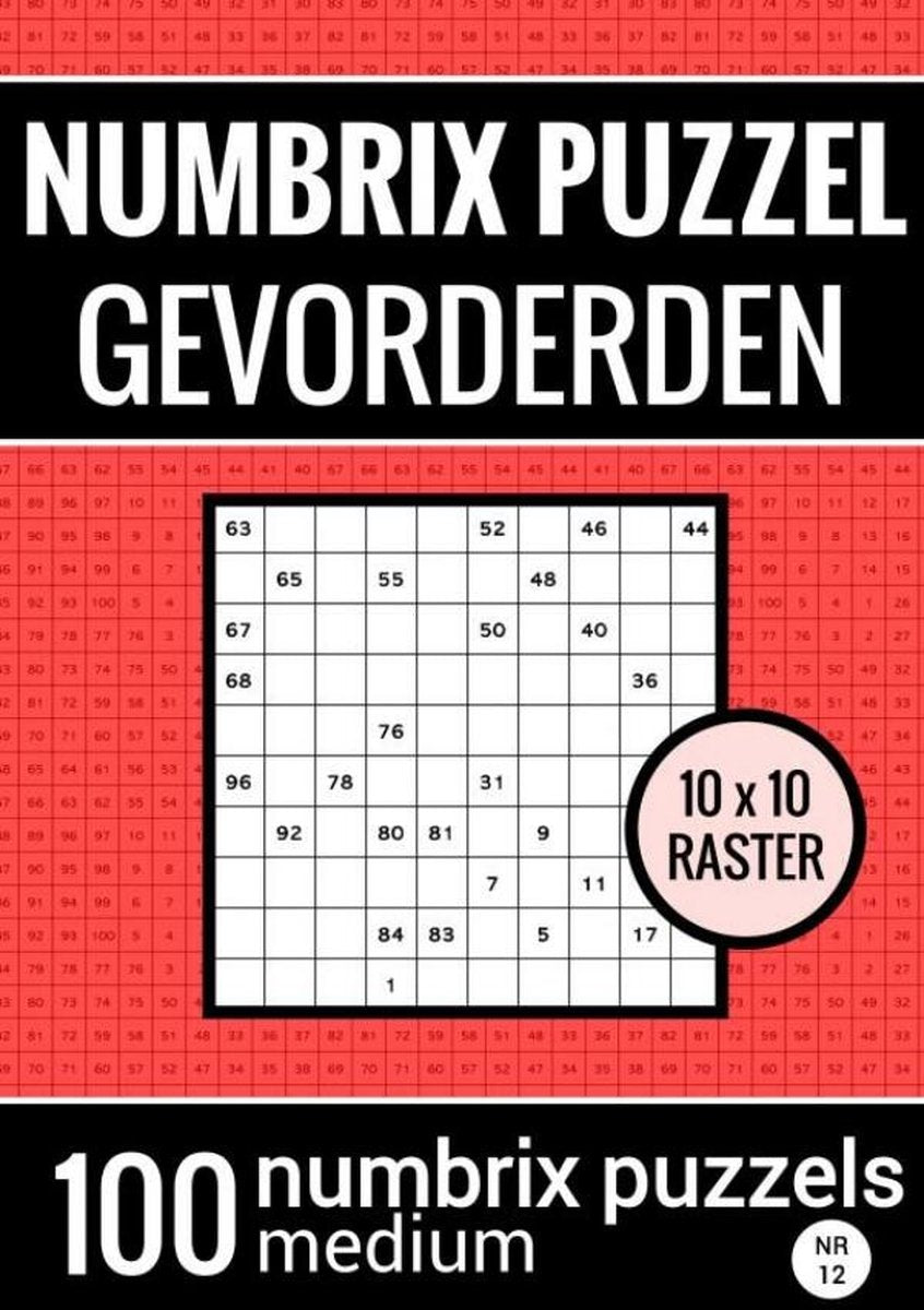 Merkloos sans marque numbrix puzzel medium voor gevorderden - puzzelboek met 100 numbrix puzzels - nr.12