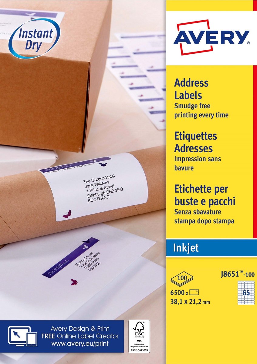 Merkloos sans marque avery white mini label - inkjet - j8651