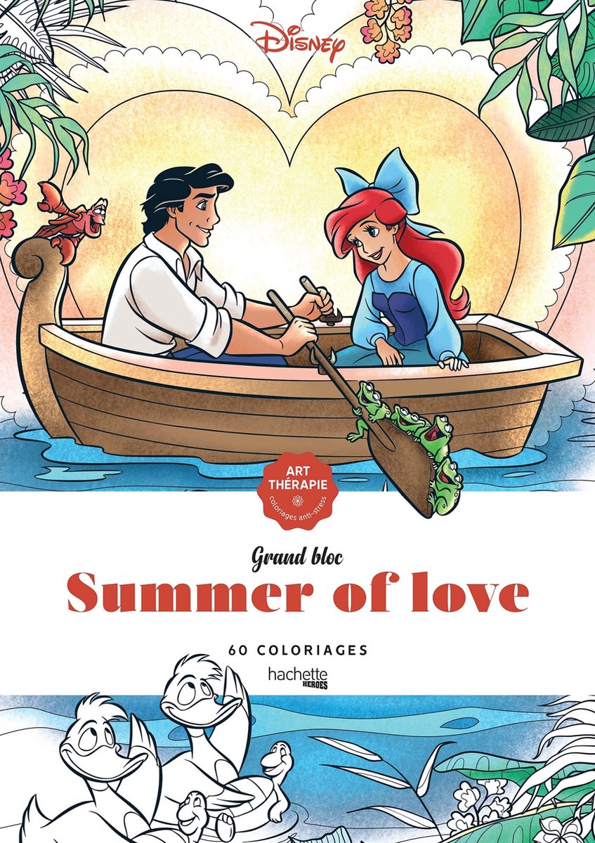 Hachette grand bloc disney - summer of love - kleurboek voor volwassenen