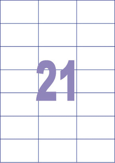 Kangaro etiket - inkjet laser kopieer - 70x42,3mm - 100 vel - 21 stickers per vel