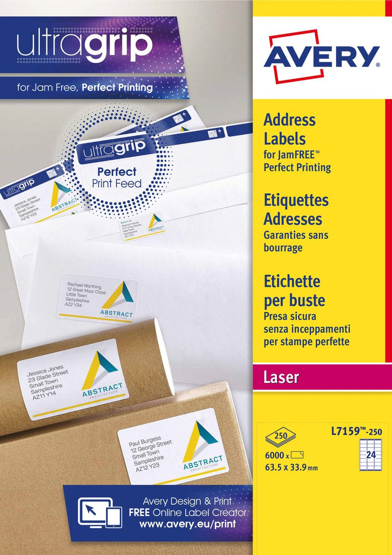 Avery etiketten quickpeel formaat 635 x 339 mm (b x h) 6.000 stuks 24 per blad