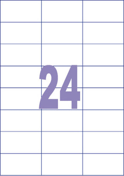 Kangaro etiketten - universeel - zelfklevend - inkjet laser kopieer - 70x37mm - 100 vel - 24 stickers per vel