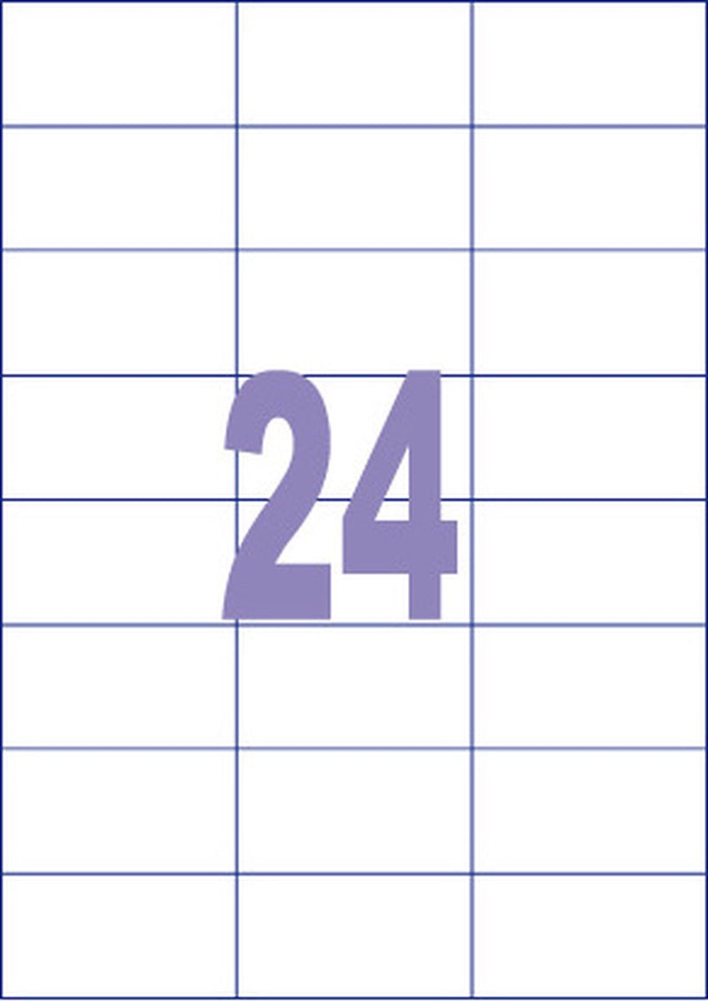 Kangaro etiketten - universeel - zelfklevend - inkjet laser kopieer - 70x37mm - 100 vel - 24 stickers per vel - k-7037