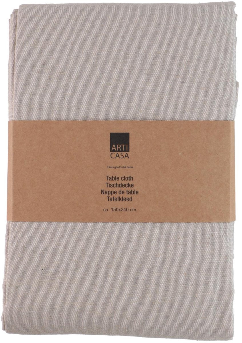 Arti casa tafelkleed 150x240 cm - tafelkleed - tafelkleed materiaal mix polyester katoen - tafelkleed voor eettafel - effen design - beige