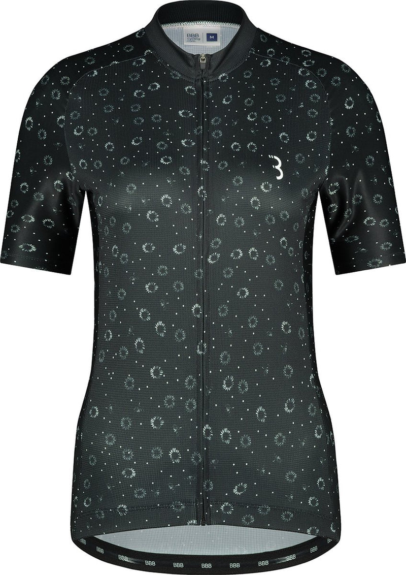 Bbb cycling fietsshirt dames korte mouw donnafit - wielershirt dames korte mouw - comfortabel en sneldrogend wielrenshirt dames - zwart bloemen - maat m - bbw-412