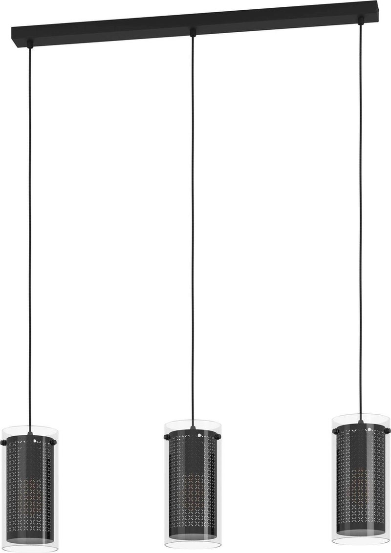 Eglo pinto textil 1 hanglamp - e27 - 82 cm - zwart