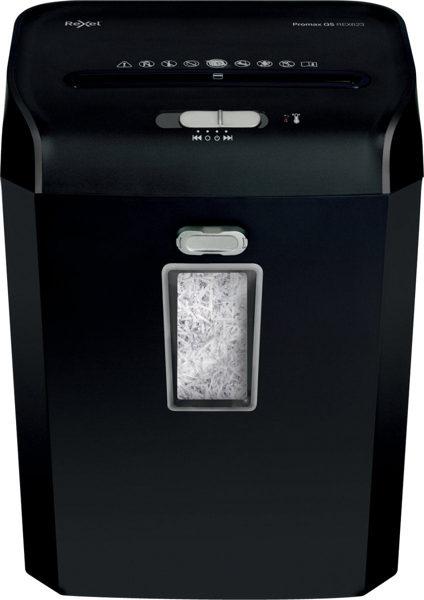 Rexel promax qs rex623 papierversnipperaar - p4 snippers - tot 6 vel - 23l - zwart