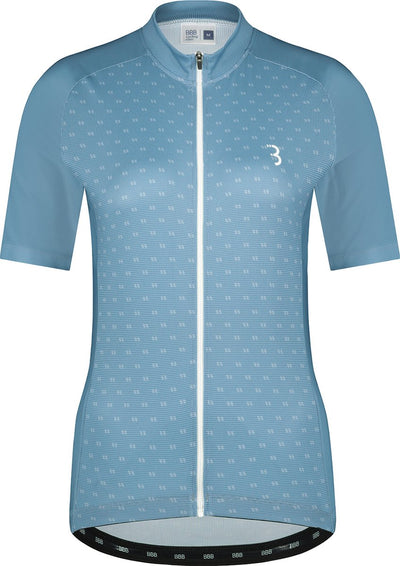 Bbb cycling donnafit fietsshirt dames korte mouw - sneldrogend en ademend - comfortabel wielrenshirt - grijs blauw wielertenue - maat s - bbw-412
