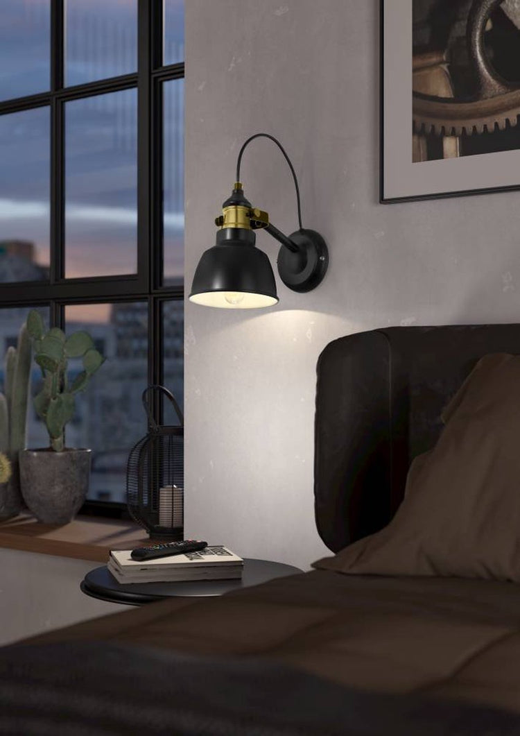 Eglo thornford - wandlamp - 1-lichts - e27 - zwart bronskleurig