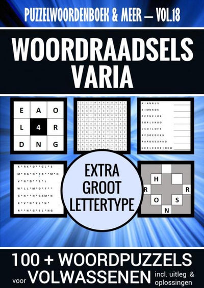 Merkloos sans marque puzzelwoordenboek meer - vol. 18 - puzzelboek varia voor volwassenen - extra groot lettertype
