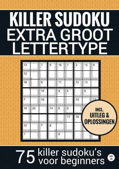 Merkloos sans marque puzzelboek voor ouderen, slechtzienden, opa, oma, senioren - nr.24 - makkelijke killer sudoku - grootletter type
